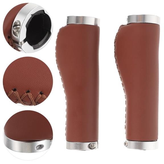 OATIPHO 2Pcs Bicycle Handlebar Grips Light Brown Bike Handle Covers with Easy Slide on Installation