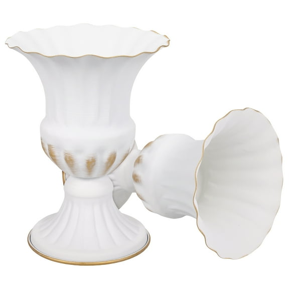 OATIPHO 2Pcs White Iron Grave Flower Pot Stable Cement Base Flower Arrangement Holder