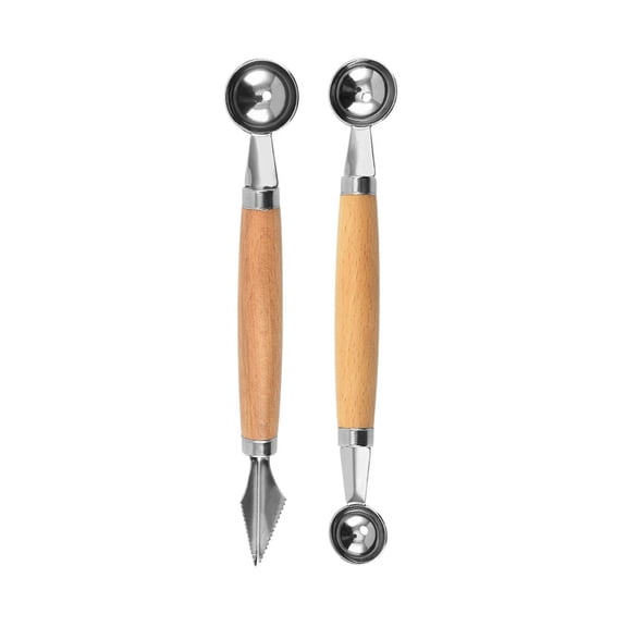 OATIPHO 2Pcs Multi-Function Stainless Steel Melon Scoopers Assorted Color Fruit Spoons for Household Use