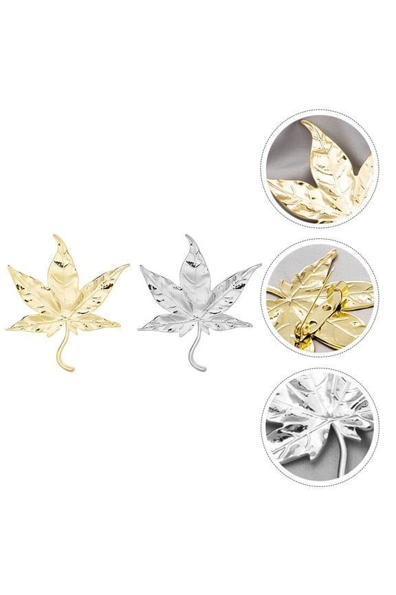Maple Leaf Brooches Realistic Leaf Shaped Alloy Pins for Party and Daily Use 2Pcs