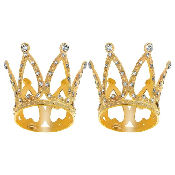 MUSEYA 2Pcs Mini Crown for Cake Golden Alloy for Party Favors at Baby Showers