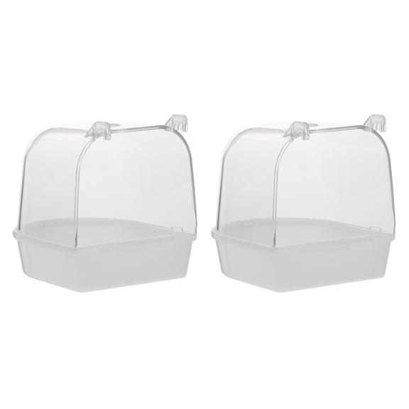 OATIPHO Bird Bathing Tubs White Plastic for Parrots during Summer Use 2Pcs