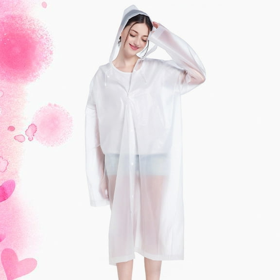 OATIPHO 2Pcs Waterproof Rain Coat Transparent EVA Poncho for Outdoor Activities Fishing Hiking