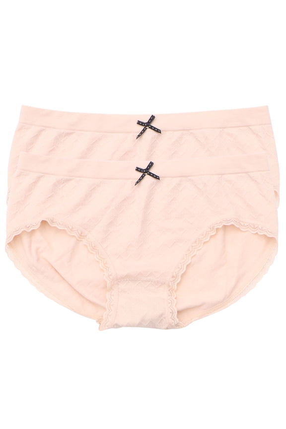 2Pcs Seamless Breathable Briefs Nylon Triangle Cut Lines for Ladies Everyday Wear