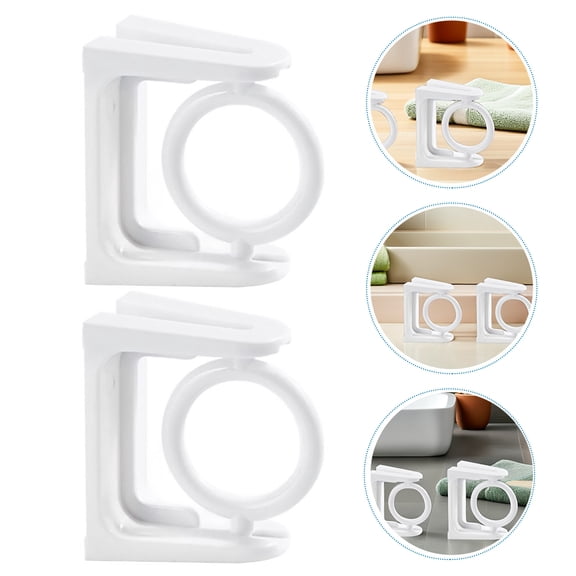 OATIPHO 2Pcs White ABS Shower Rod Racks Adhesive Wall Mounted Curtain Rod Holders for Bathroom Storage