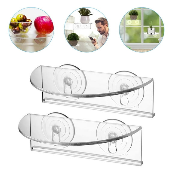 MUSEYA 2Pcs Small Suction Cup Window Shelf in Acrylic Material Perfect for Home and Garden Use