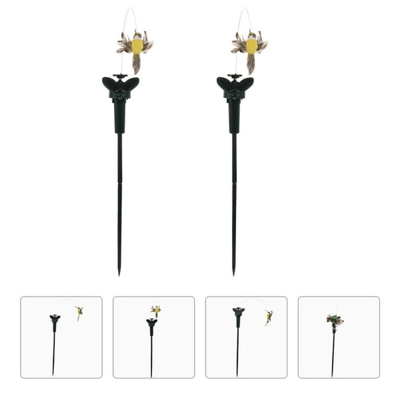 MUSEYA 2Pcs Solar Hummingbird Stake Plastic Yard Decoration Assorted Color Realistic Design for Balcony