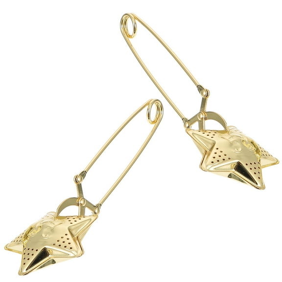 OATIPHO 2Pcs Wear Resistant Golden Tea Strainers with Clamp Design for Home Use