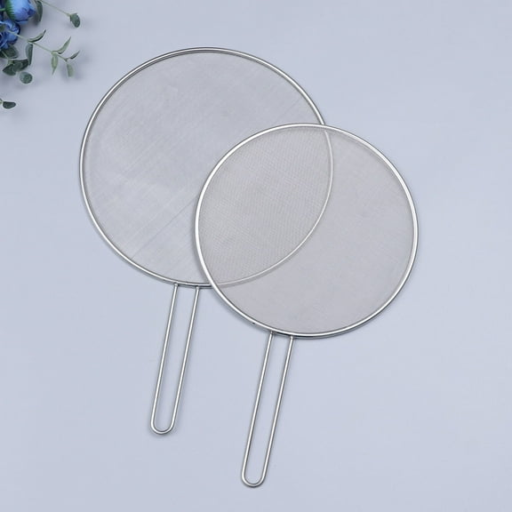 OATIPHO 2Pcs Silver Metal Pot Oil Splatter Guard Mesh Screen Anti Spill Lid Cover for Kitchen