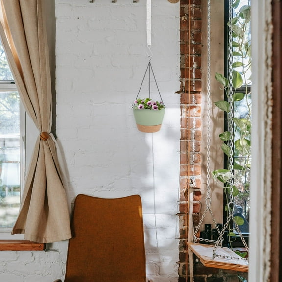 OATIPHO 2Pcs Macrame Plant Hanger Extenders Cotton Rope Beige Adjustable Indoor Hanging Basket Holder