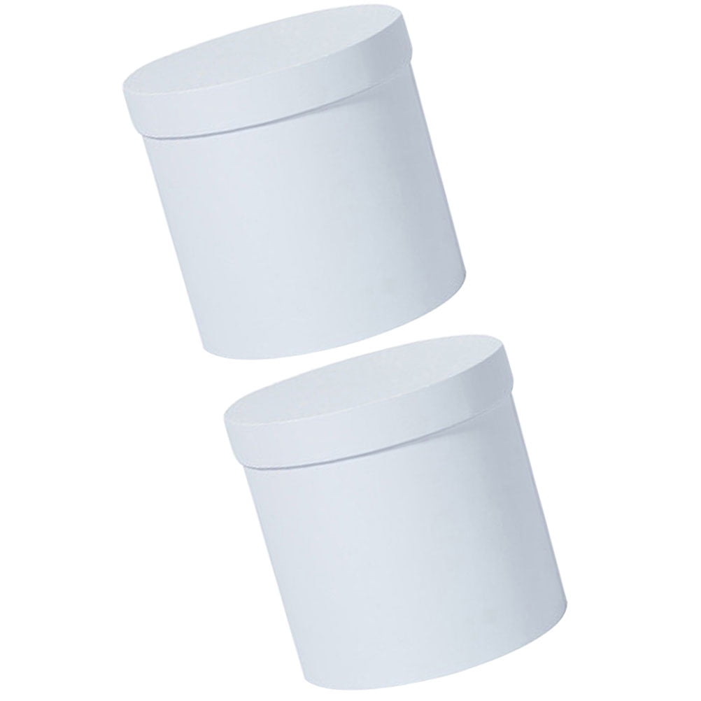 MUSEYA 2pcs 5 Inch Round Gift Box, DIY Flower Packing Box with Lids, Decorative Bucket for Flower Arrangements, Valentine's Day and Wedding Decoration