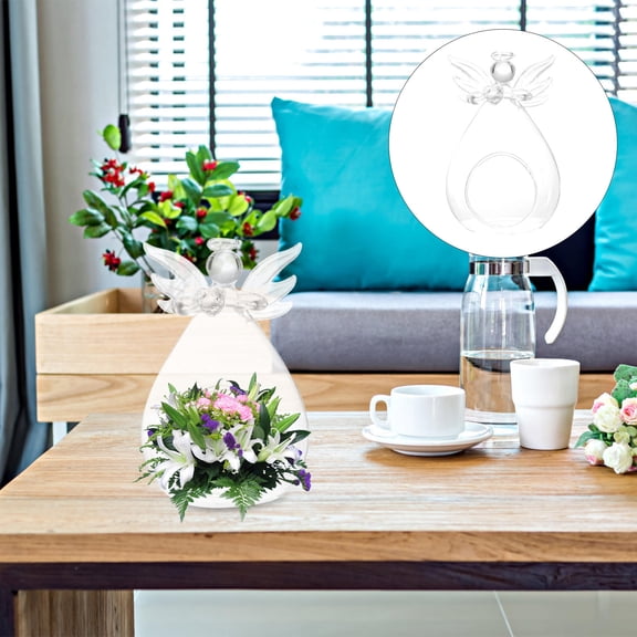 OATIPHO Creative Glass Vase, Angel Design, Clear, Beautiful Household Ornament
