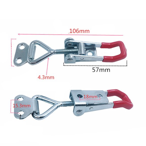 OATIPHO 2Pcs Red Side Mount Toggle Clamp Quick Release with Plastic Handle for Machine Use
