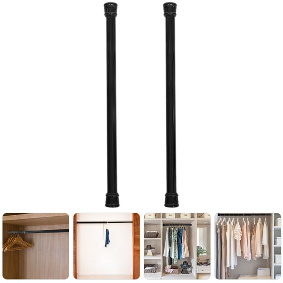 OATIPHO 2Pcs Adjustable Black Telescopic Tension Rod for Bathroom Curtains and Clothes Drying