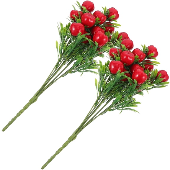 OATIPHO 2Pcs Artificial Apples Tree Stem Red Plastic Branches for Home Decor Vase and Party Arrangements