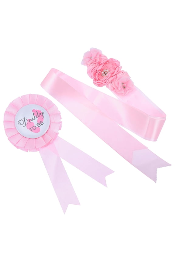 2pcs Maternity Flower Belt in Pink for Gender Reveal Party Accessories