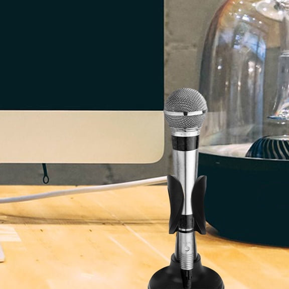 OATIPHO 2Pcs Black Tabletop Mic Stand with Adjustable Angle and No Installation Needed