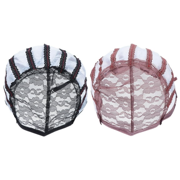OATIPHO 2Pcs Adjustable Lace Wig Caps Soft Breathable Mesh Dome Caps for Wig Use