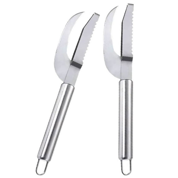 OATIPHO 2Pcs Professional Fish Scaling Tool Silver Ergonomic Handle for Home Cooks