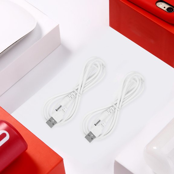 OATIPHO 2Pcs USB to Dc Charging Cable White with 1.35mm Connector for Appliance Use