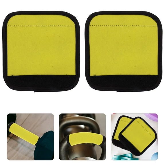 OATIPHO 2Pcs Yellow Polyester Barbell Pad Portable Nonskid Grip Pads for Weightlifting and Dumbbell Training