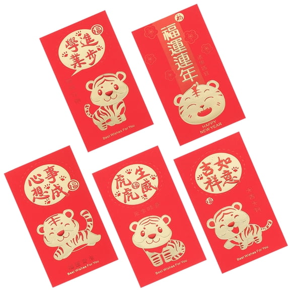 OATIPHO 30Pcs Tiger Year Red Envelopes Traditional Red Pockets with Creative New Year Design