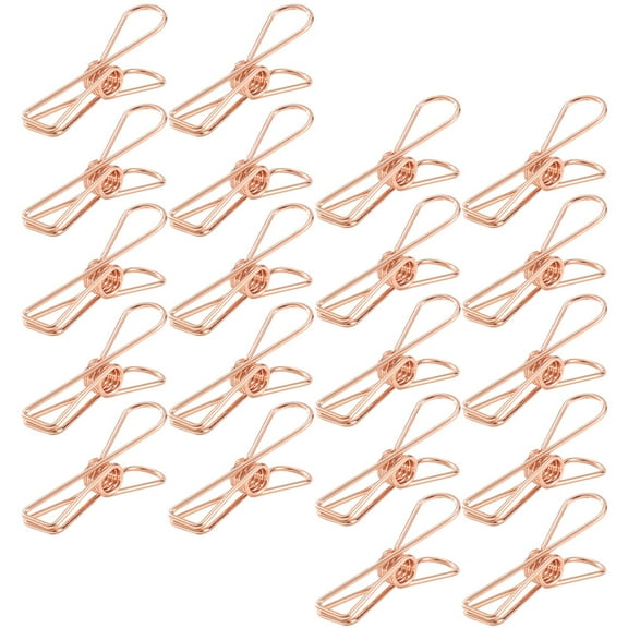 MUSEYA 30Pcs Strong Grip Clips Steel Rose Gold Versatile Food Clips for Home Use and Office