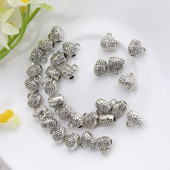 MUSEYA 30pcs Round Beads DIY Jewelry Making Charms Silver Alloy Jewelry Accessories Projects