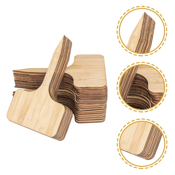 OATIPHO Wooden T-Type Plant Markers Multi-Color for Home Potted Plants 30Pcs