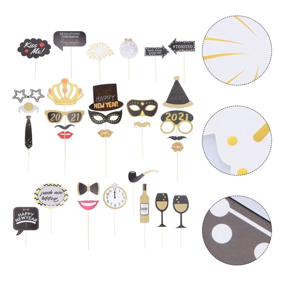 OATIPHO 32Pcs New Year Photo Accessories Set Assorted Color for Party Photography and Self Portraits