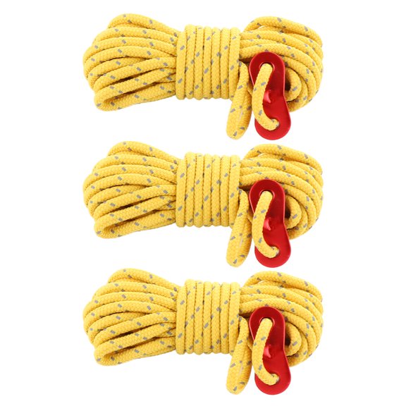 OATIPHO 3Pcs Outdoor Camping Tent Guyline Yellow Reflective Rope Lightweight and Strong Pulling Force
