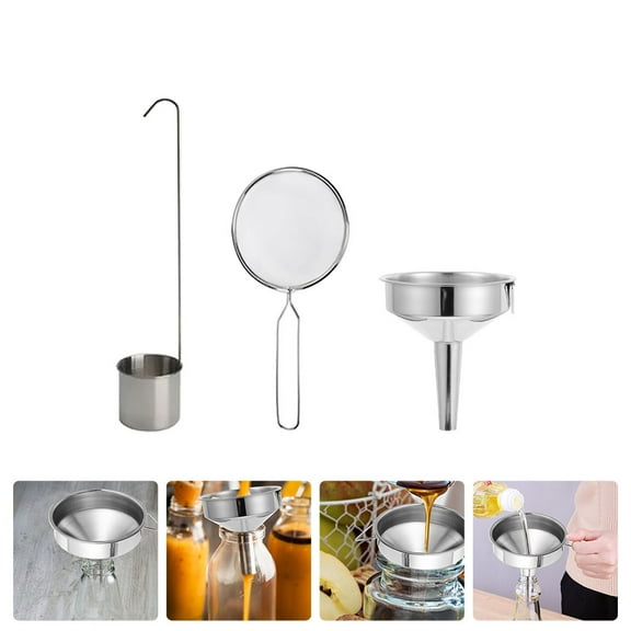 MUSEYA 3Pack of Funnel Kitchen Set Stainless Steel for Efficient Residue Filtering
