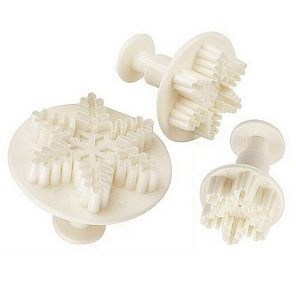 OATIPHO 3Pcs Snowflake Fondant Cutter Set Beige Color for Wedding Anniversary Christmas Cake Art