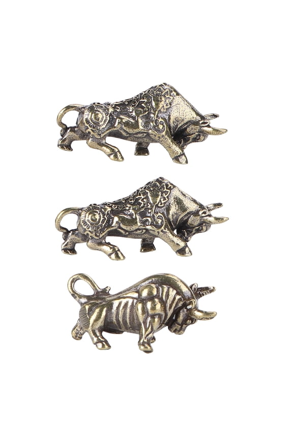 Cow Keychain Charm Cattle Pendant Key Chain Accessory Golden 3Pcs
