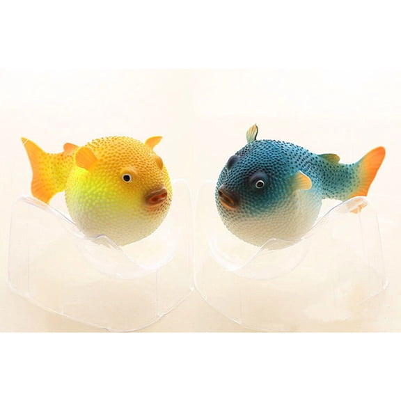 OATIPHO 3Pcs Artificial Silicone Simulated Puffer Fish Aquatic Ornament Assorted Color