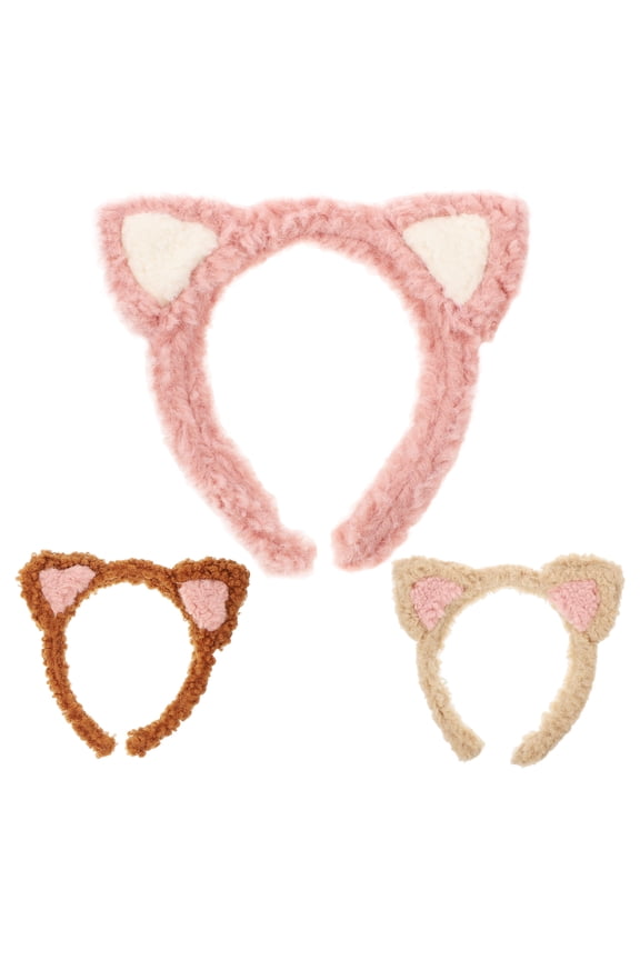 3Pcs Creative Cat Ear Headbands Headband for Skin Care and Hair Fixing