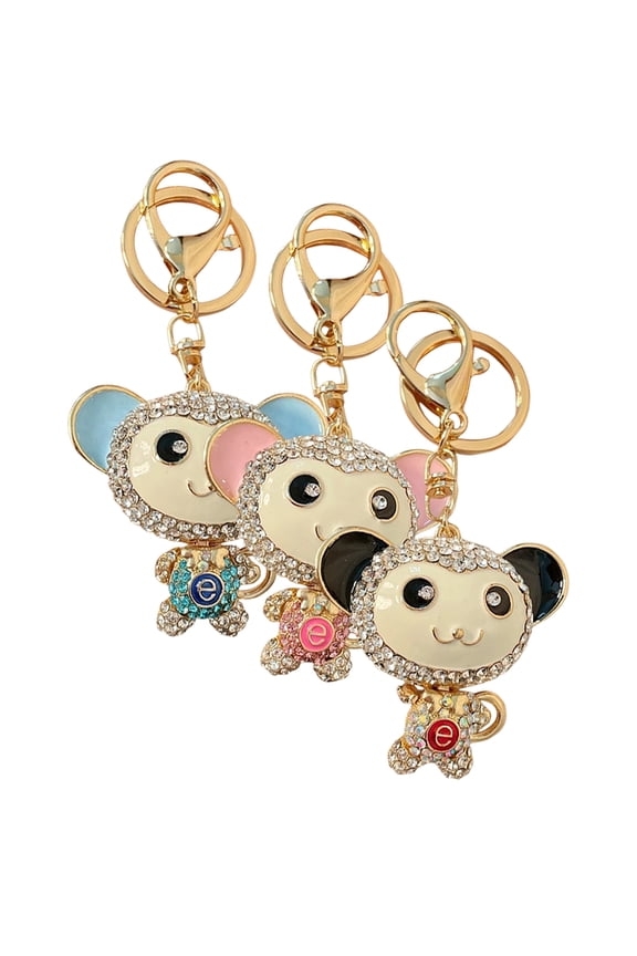 3Set Key Chain Charm Monkey Zinc Alloy for Decorative Use in Home Decoration