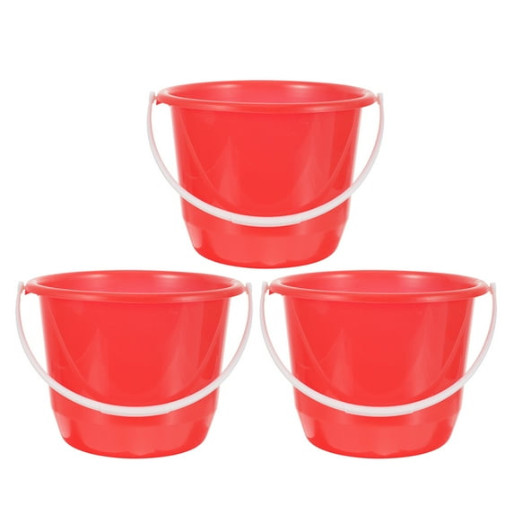 OATIPHO Red Plastic Water Bucket for Home, Garden, and Pet Care 3Pcs