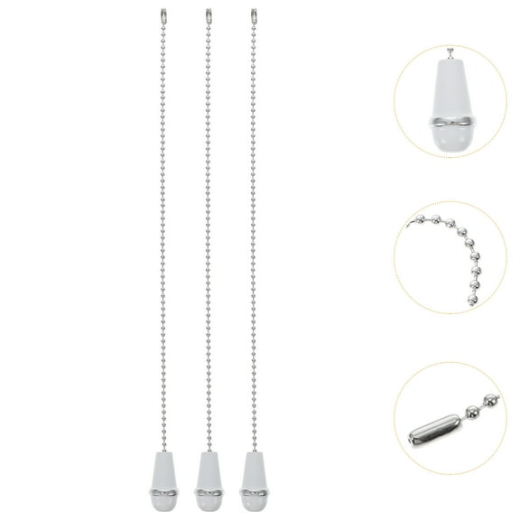 OATIPHO 3Pcs Light Pull Cord with Wooden Knob Ceiling Fan Chain Extension in White