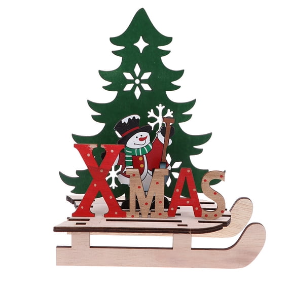 OATIPHO DIY Wooden Sleigh Xmas Desktop Ornament for Home Office Decor 3Pcs