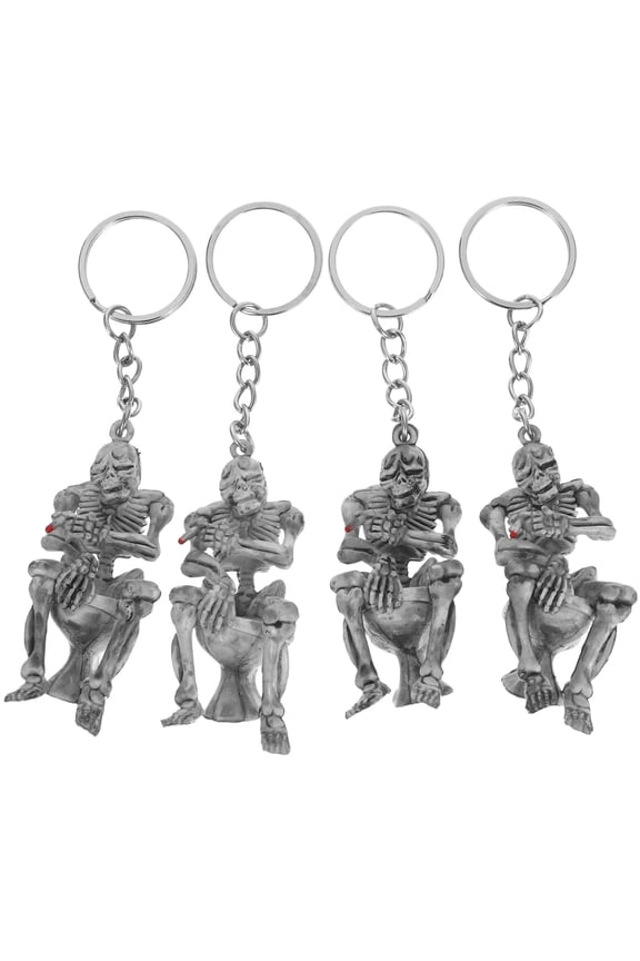 4 Pcs Skull Keyring Accessory Fashionable Silver Alloy Decoration for Friends