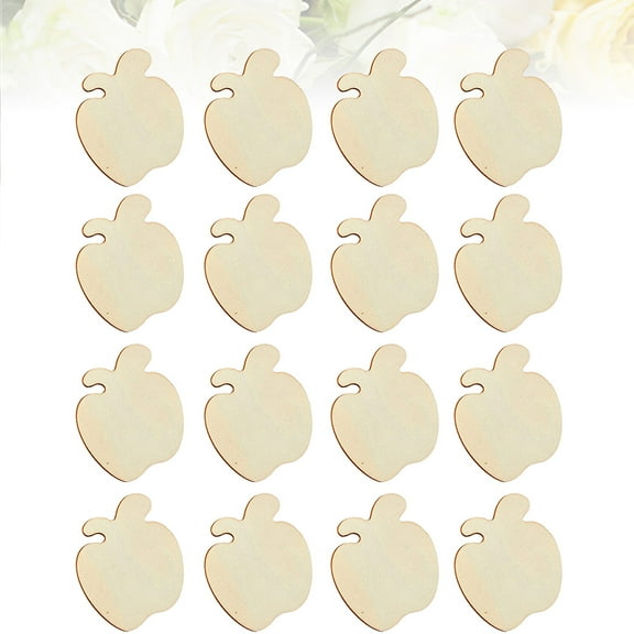 MUSEYA 40PCS Unfinished Wood Crafts Wood Slices Apple Shape Pendant for DIY Light Yellow Decoration