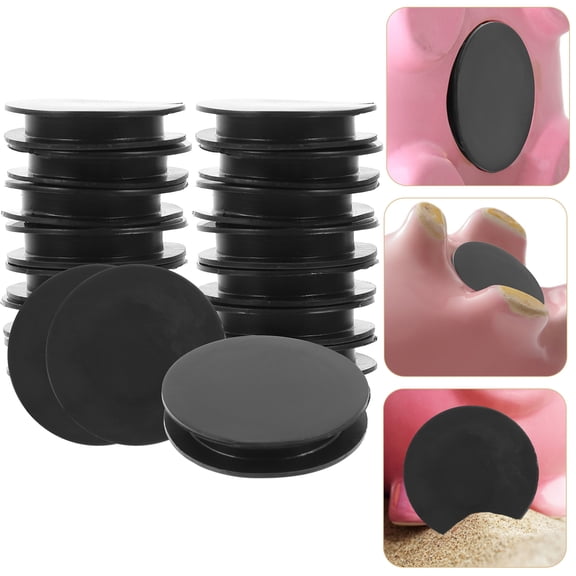 OATIPHO 40Pcs Money Box Plug Black PVC Reusable Bank Bottom Caps