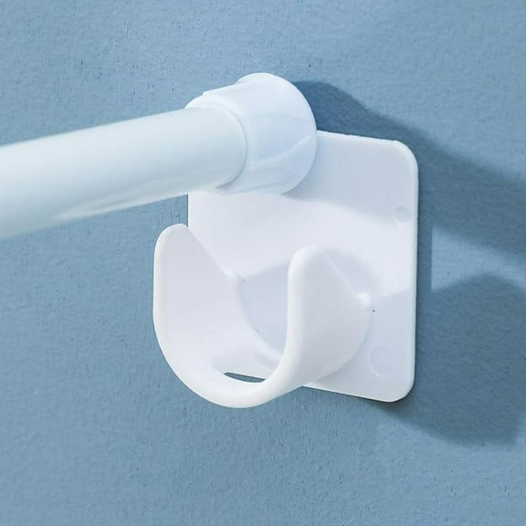 OATIPHO 4Pcs White Shower Curtain Rod Brackets Adhesive Holder ABS Plastic Easy Install