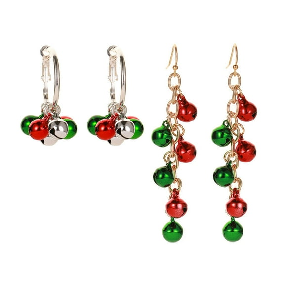 OATIPHO Elegant Christmas Themed Earrings Bell Tassel Design Assorted Colors 4Pcs