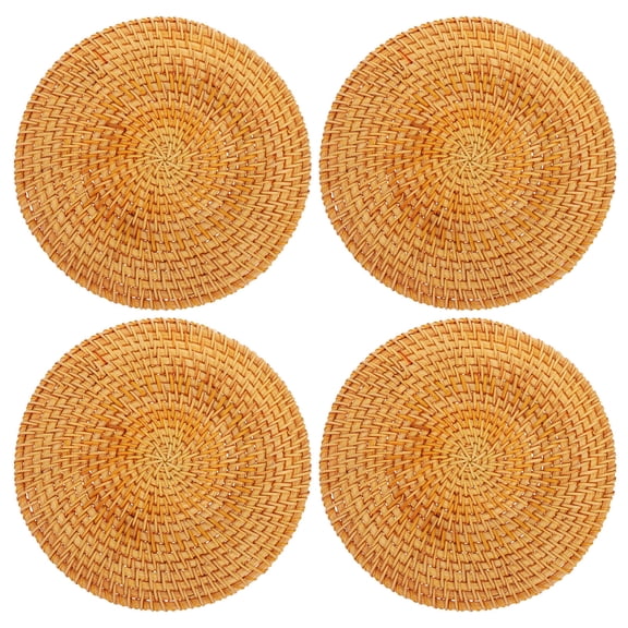 MUSEYA 4Pcs Weave Trivets for Hot Dishes Rattan Pot Holder Rustic Charm Table Decor for Kitchen
