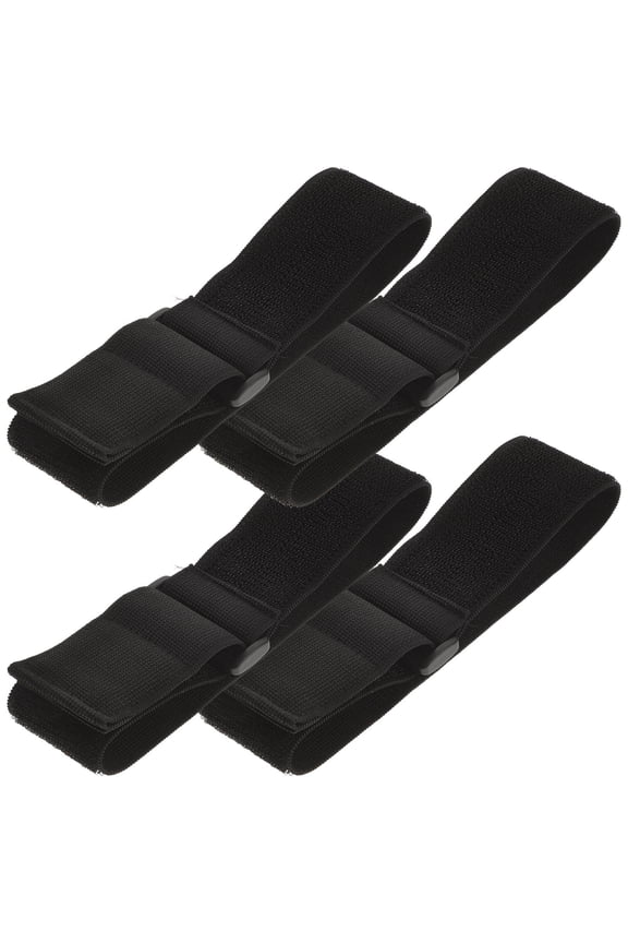 4Pcs Hook Loop Elastic Strap Black Blended Fabric Adjustable Length For Garage