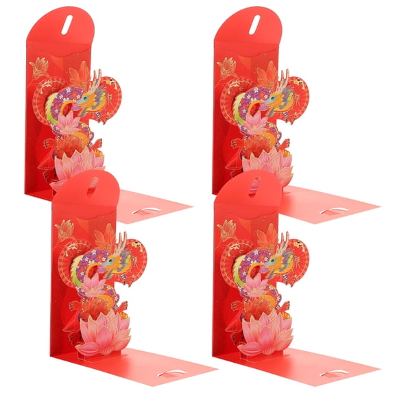 OATIPHO 4Pcs Paper Red Envelopes Chinese Style Money Packets Decorative Lucky Money Bags