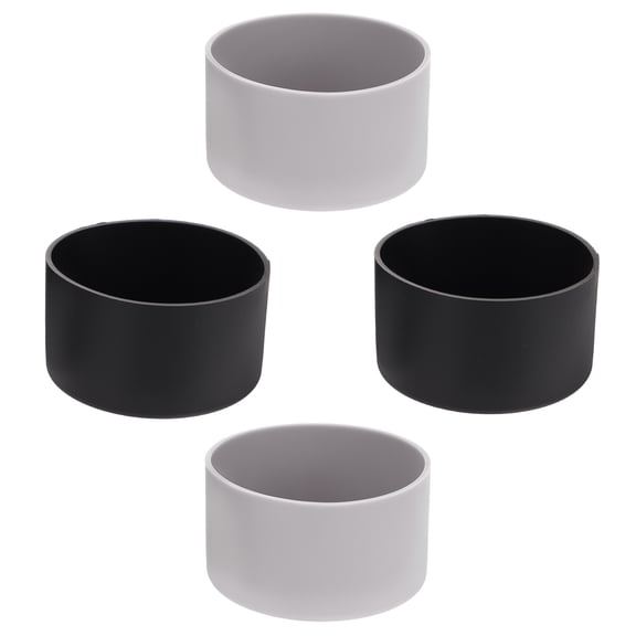 OATIPHO 4Pcs Black Silicone Heat Insulated Bottle Bottom Protector Anti Condensation Sleeve