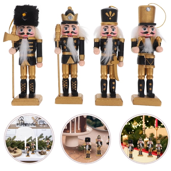 OATIPHO 4Pcs Christmas Nutcracker Decorations Wood Material Assorted Colors Chic Design
